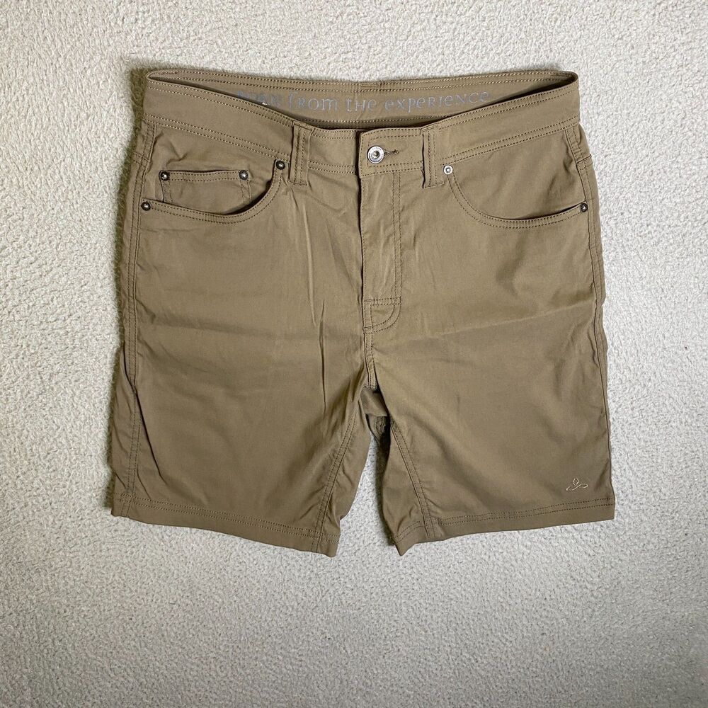 Prana Brion Shorts Mens 32X9 (34W) Tan Pockets Stretch Outdoor Hiking Outdoor